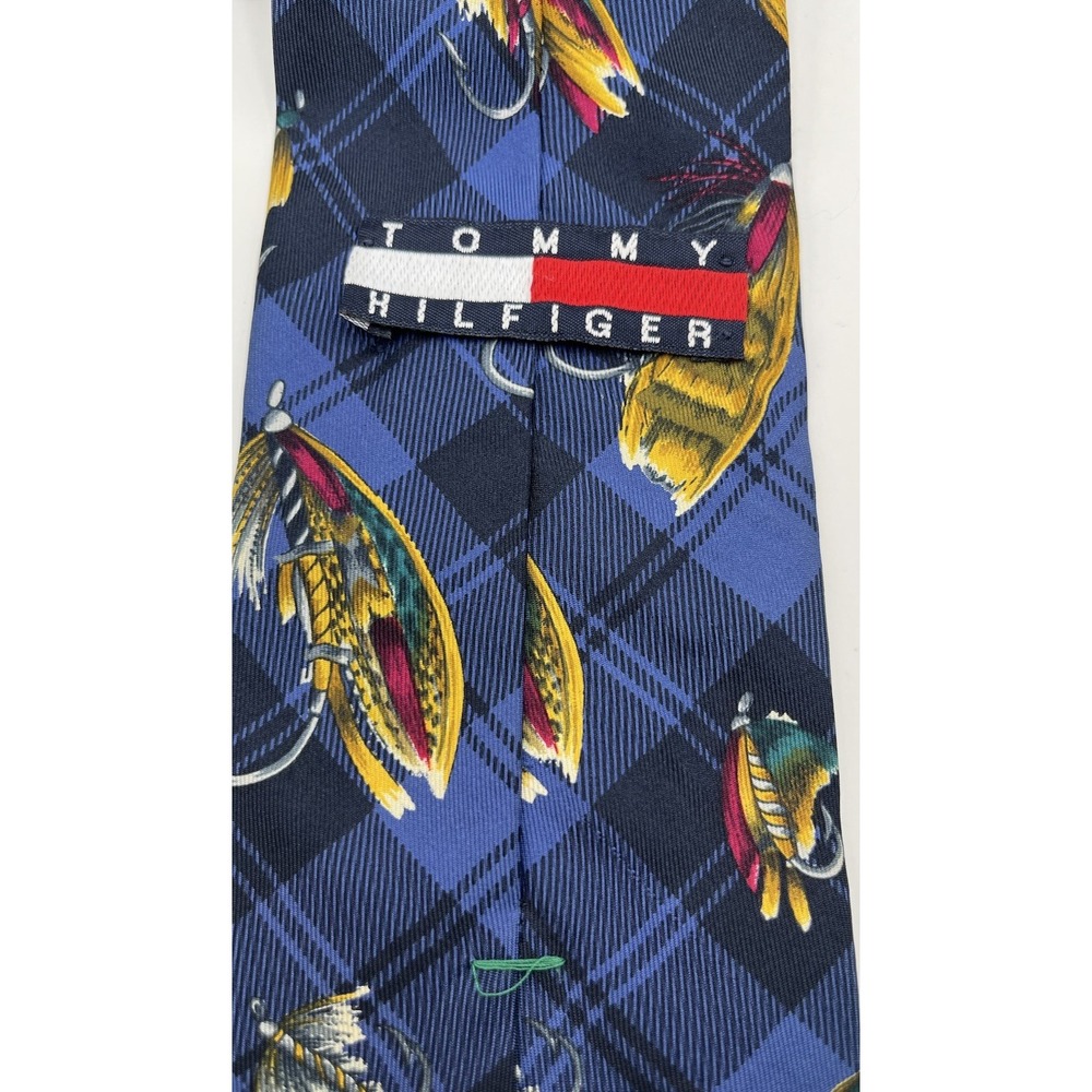 TOMMY HILFIGER 100% Silk Neck Tie‎ Fly Fishing Blue